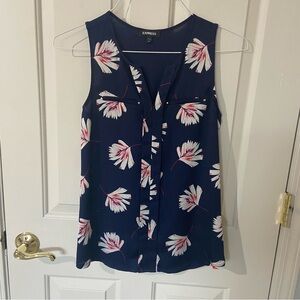 Express Navy Floral Tank Top